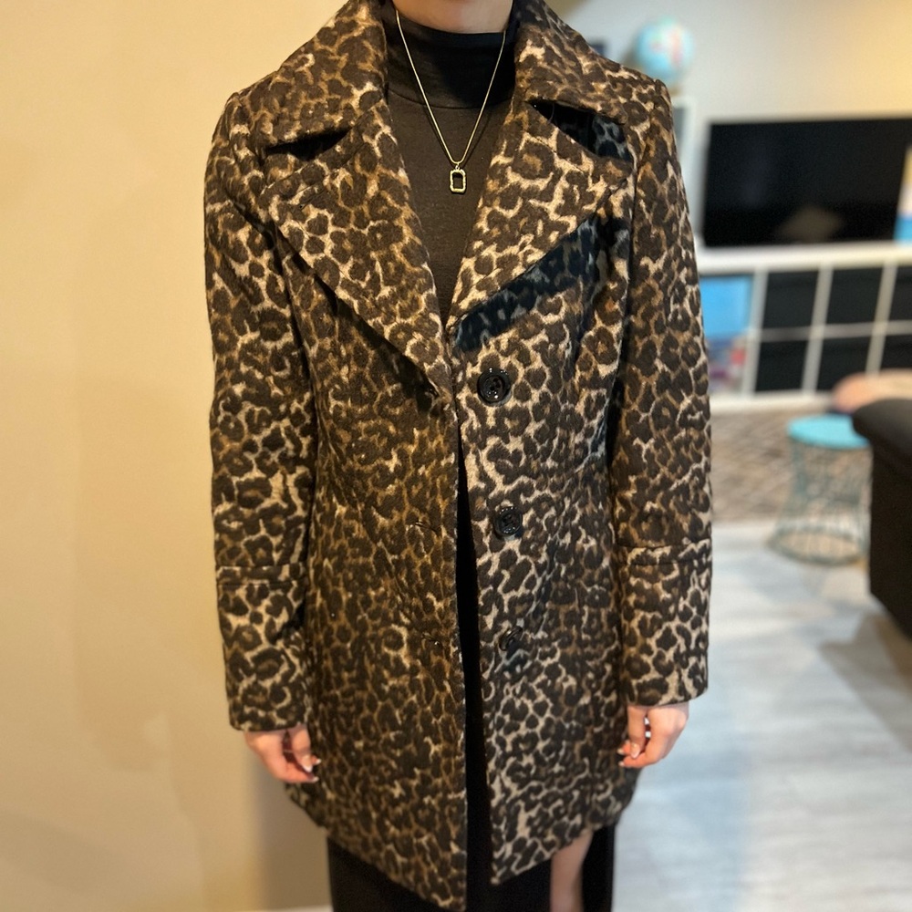 Anne Klein Women's Animal Print Pea Coat